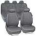Motor Trend Premium Leatherette Car Seat Covers - Charcoal Gray PU Leather w/ Comfort Grip Steering Wheel Cover