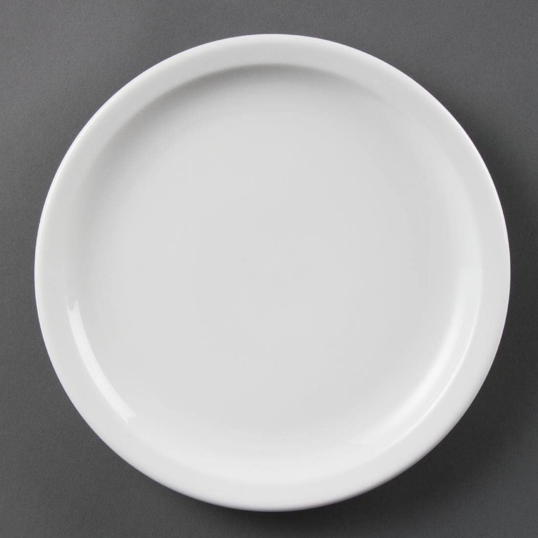 Olympia White Ware Narrow Rimmed Service Plates 230mm Porcelain 12pc