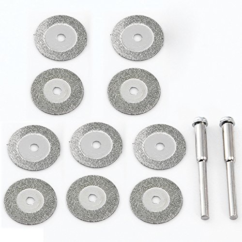 GAOHOU T052 10pc 18mm Diamond Cutting Off Disc Wheels 2 Mandrel for Dremel Rotary Tools