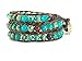 Celtic Knot Bracelet Leather Wrap with Mixed Beads Synthetic-Turquoise and Synthetic-Jasper (Gold-Tone Button)