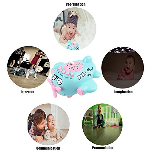 Baby Sleep Soother Night Light Projector Push and Go Plane Educational Crib Toy with Remote Melodies Music Story Poetry Star Light for Toddler Indoor or Outdoor Gift Blue (500+ Contents) - Thumbnail 3