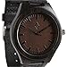 Wood Grain Handmade Mens Black Sandalwood Natural Wooden Watch - Genuine Black Leather Band