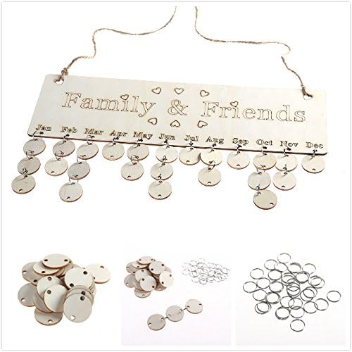 Wood Family Birthday Plaque Friends Reminder Calendar for Home Decoration, As shown, 40 12 0.5cm - Image 3