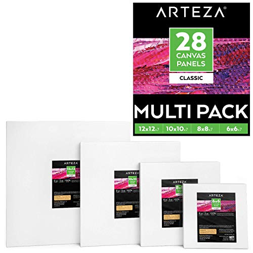 image for Arteza Painting Canvas Panels Multi Pack, 6x6