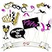 QTni Bachelorette Party Photo Booth Prop Set of 21 with Real Gold Glitter on Super Thick 400 GSM Glossy Cover Cardstock Paper