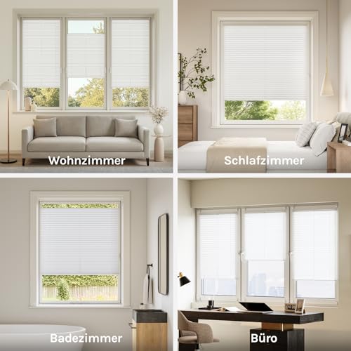 Woltu # 325 Pleated Klemmfix without Drilling, Blinds, Folding Roller Blind, Easyfix, Clamped, Roller Blind, Opaque Privacy Screen for Windows