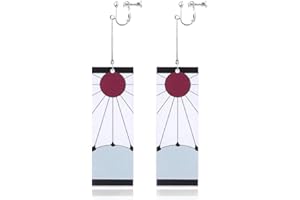 SONGCHANGJEWELRY Anime Kamado Tanjiro Hanafuda Earrings - Kimetsu No Yaiba Hanafuda Earrings - Cosplay Accessories For Womens Girls