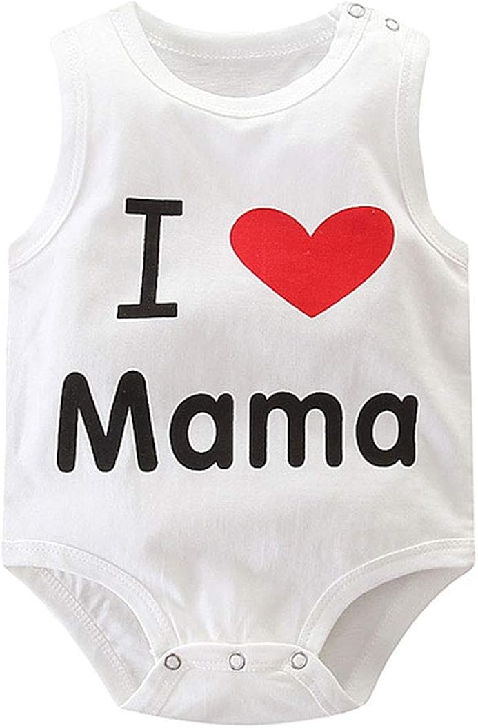 Newborn Baby Pure Cotton Long Sleeve Romper I Love Mommy Daddy Footed Jumpsuit