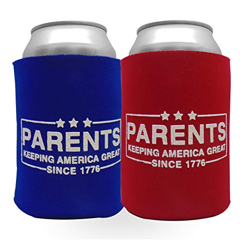 12 Can Sleeves - Beer Coolies for Cans and Bottles - Bulk Blank Drink Coolers - DIY Custom Wedding Favor, Funny Party Gift (Parents, 2)