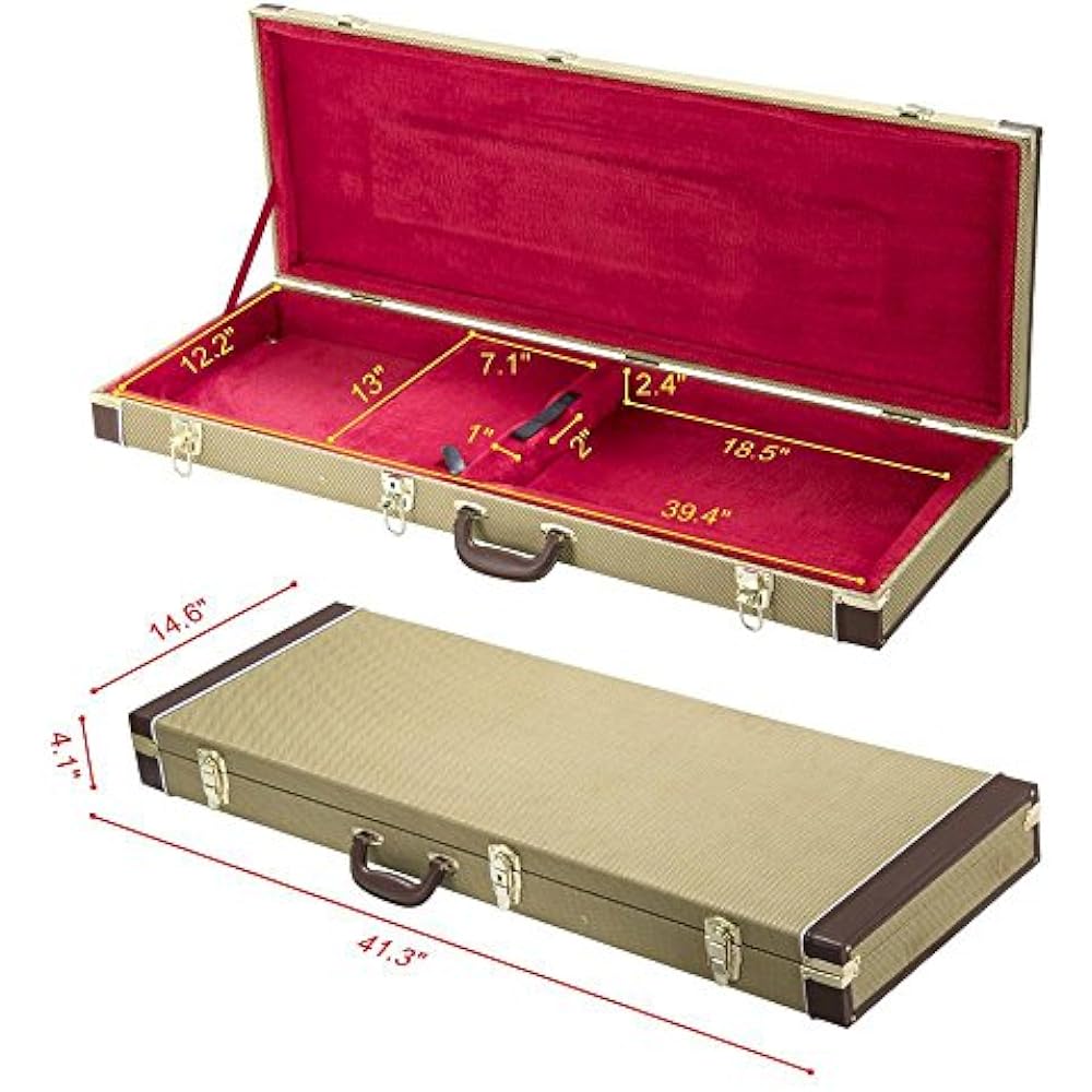 Rectangle Shaped Tweed Hardshell Guitar Case For Strat/TeleGold