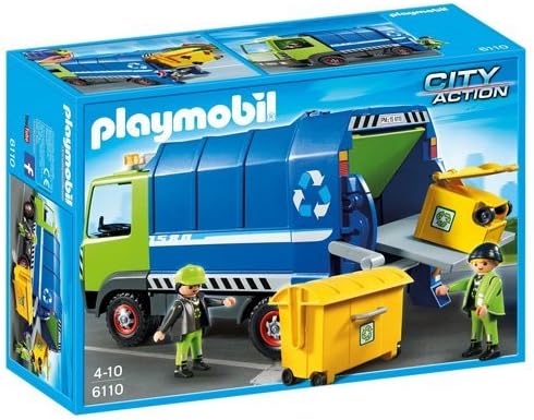 playmobil green recycling truck playset