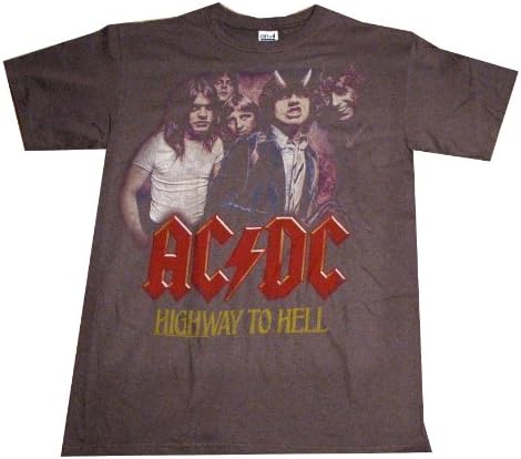 FEA Men's ACDC Vintaged Highway To Hell T-Shirt, Charcoal, Small