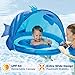 SwimSchool Blue Fun Fish Fabric Baby Pool Float, Splash and Play Activity Center, Dual Air Pillow Chambers with Retractable Canopy and Safety Seat, Baby Float, UPF 50, 6 To 24 Months, Blue