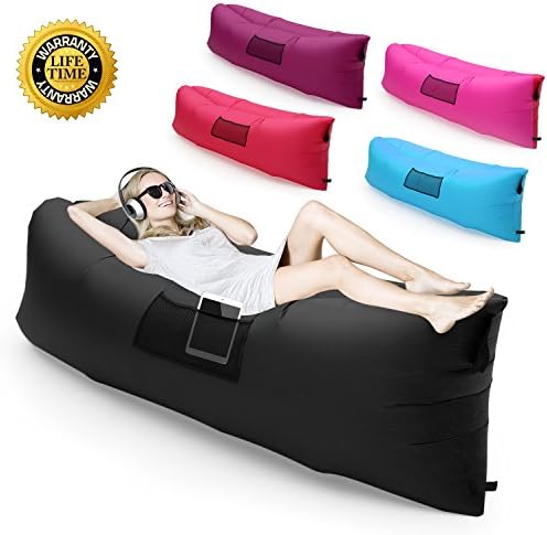Inflatable Lounger with Carry Bag Ultra-light Portable Outdoor Lazy Air Sofa Fast Inflated Air Chair Ideal for Camping Picnics Beach Black