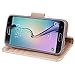 Arae Case Compatible for Galaxy S6 - [Wrist Strap] Flip Folio [Kickstand Feature] PU Leather Wallet case with ID&Credit Card Pockets (Champagne Gold)