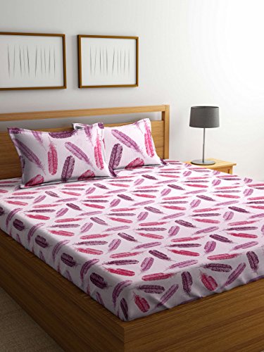 Cortina 104 TC Cotton Double Bedsheet with 2 Pillow Covers - Multicolour