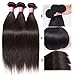 YIROO Brazilian Virgin Straight Hair Weave 3 Bundles 9A 100% Unprocessed Brazilian Virgin Human Hair Weave Extensions Natural Color 95-100g/pc (8 10 12 inch)
