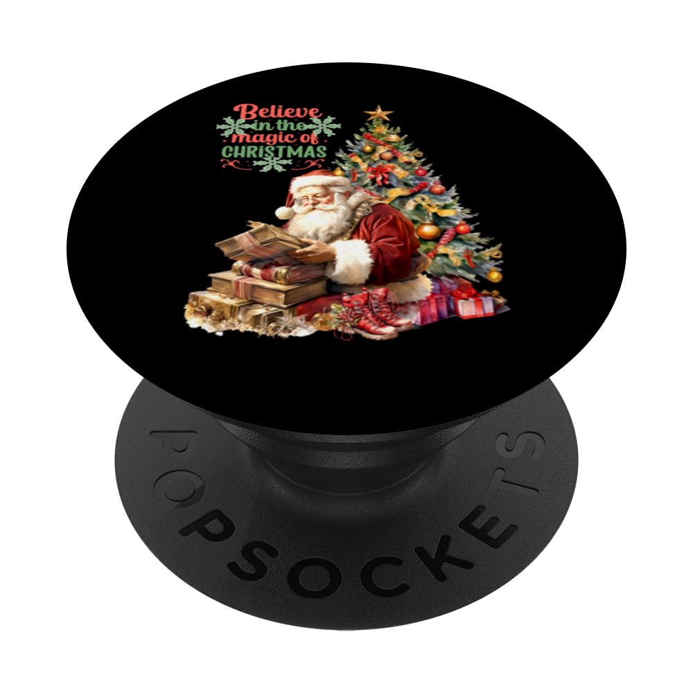 Believe in The Magic of Christmas Vintage Santa PopSockets Swappable PopGrip