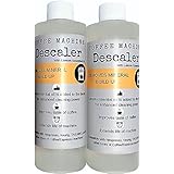 Descaler (2 Pack/4 Uses) | USDA Organic Lemon Essential Oil Added | Universal Descaling Solution for Kuerig, Delonghi, Nespresso and All Single Cup, Slow Drip, and Espresso Machines