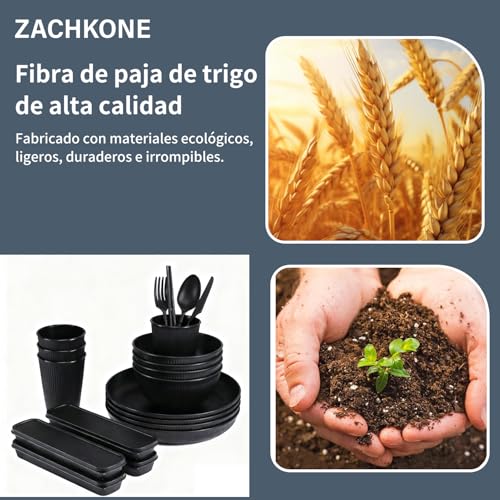 62 Pcs Juegos De Vajilla De Paja De Trigo,Platos De Paja De Trigo,Sin Bpa,Irrompibles Reutilizables Y Ligero,Aptos Para Lavavajillas Y Microondas,Para Acampar,Picnics,Dormitorio,Rv,Reunión Familiar