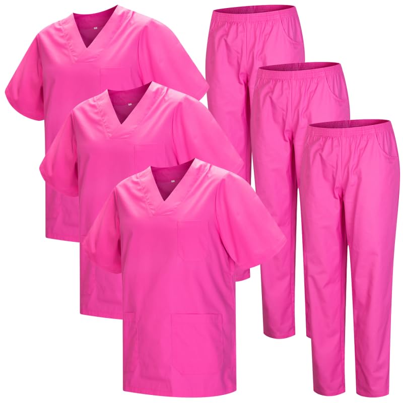 MISEMIYA - Confezione * 3 Set - Uniforme Medica con Maglia e Pantaloni Uniformi Mediche Camice Uniformi sanitarie - Ref.3-8178 - Small, Rosa 22