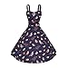 Minifaceminigirl Women's Elegant 1950s Vintage Bird Print Rockabilly Swing Dress