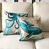 ULOVE LOVE YOURSELF Mediterranean Style Throw Pillow Case Sea Theme Decorative Square Cotton Linen Coastal Cushion Cover…