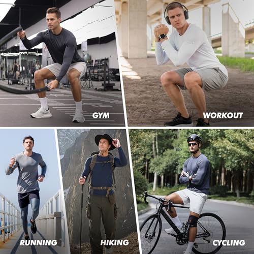 BOOJO 3 Pack Long Sleeve Shirts for Men - Quick Dry Moisture Wicking Sun Protection UV UPF T-Shirts for Fishing Workout Gym