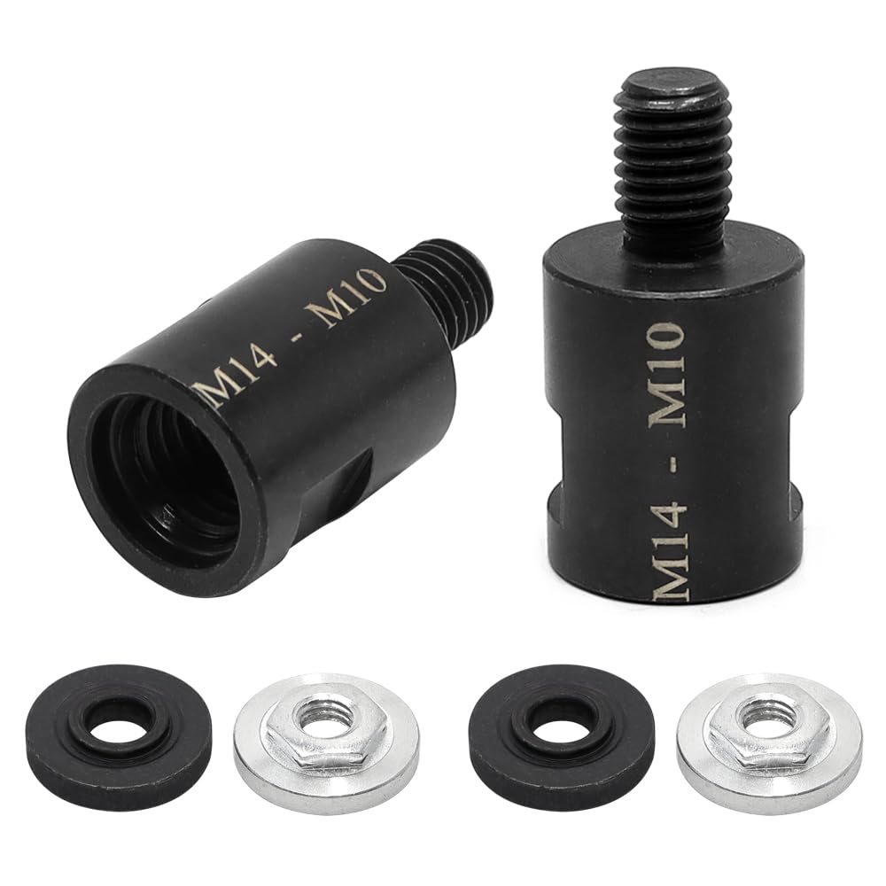 Aoyswuz 6 Pcs Thread Converter M14-M10 Alloy Steel Grinding Machine Converter Extension Rod with 4 Lock nut for M14 Interface Conversion M10 Interface