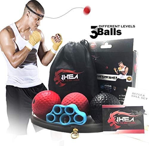 JHEA Boxing Reflex Ball,Reflex Speed Ball with 3 Difficulty Level Punching Ball,Premium Headband Ball,360-Degree Buckle|Hand Eye Coordination Training,Perfect for Reaction,Agility,Punching Speed,Fight