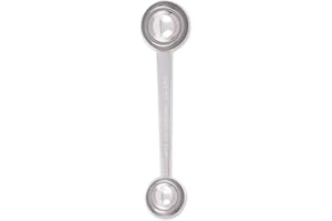 RSVP International Coffee Measuring Spoon, Long Handled Stainless Steel Scoop Multi-purpose for Baking, Ground Coffee, Beans or Loose Leaf Tea, Double, 1-Tbsp/2-Tbsp