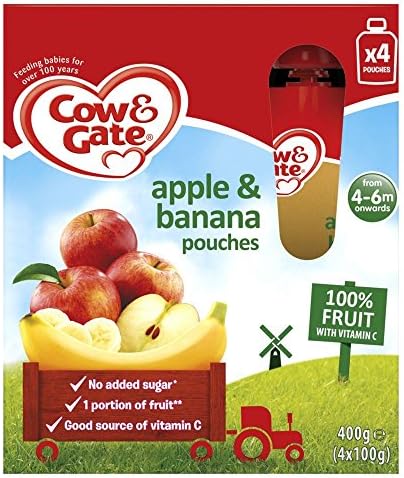 Cow & Gate Apple & Banana Pouches from 4-6m Onwards 4 x 100g (400g)