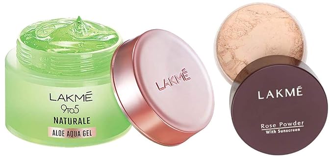 Lakme 9 to 5 Naturale Aloe Aquagel, 50g & Lakme Rose Face Powder, Soft Pink, 40g