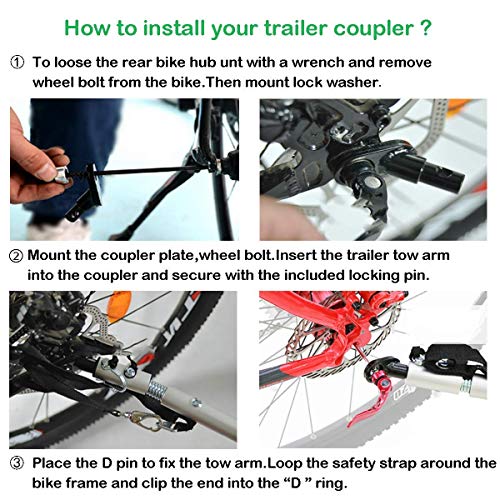 NOHPILY Bike Trailer Hitch Connector, Cycling Adapter Accessories (2Black) - Thumbnail 6