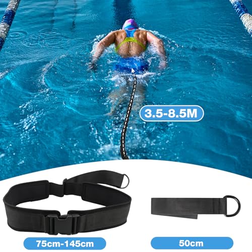 Premium Adult Swimming Belt for Pool, 3.5-8 m Swimming Belt with Elastic Rubber Bands, Swimming Aid Adults, Suitable for Beginners and Professionals, for Swimming Training