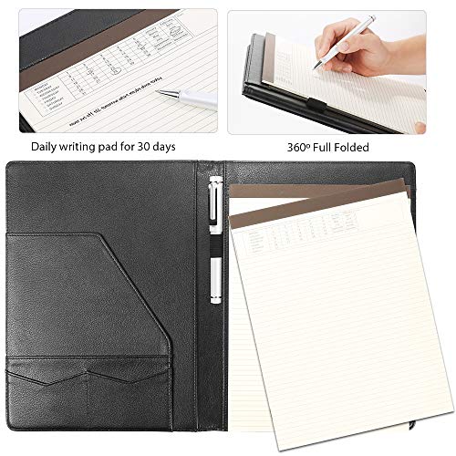 Padfolio/Portfolio Folder - Lemome Executive Leather Padfolio with Document Folder & Organizer Folio for Letter-Size & A4 Writing Pad with Business Card Holder, Professional Gift Portfolios for Men