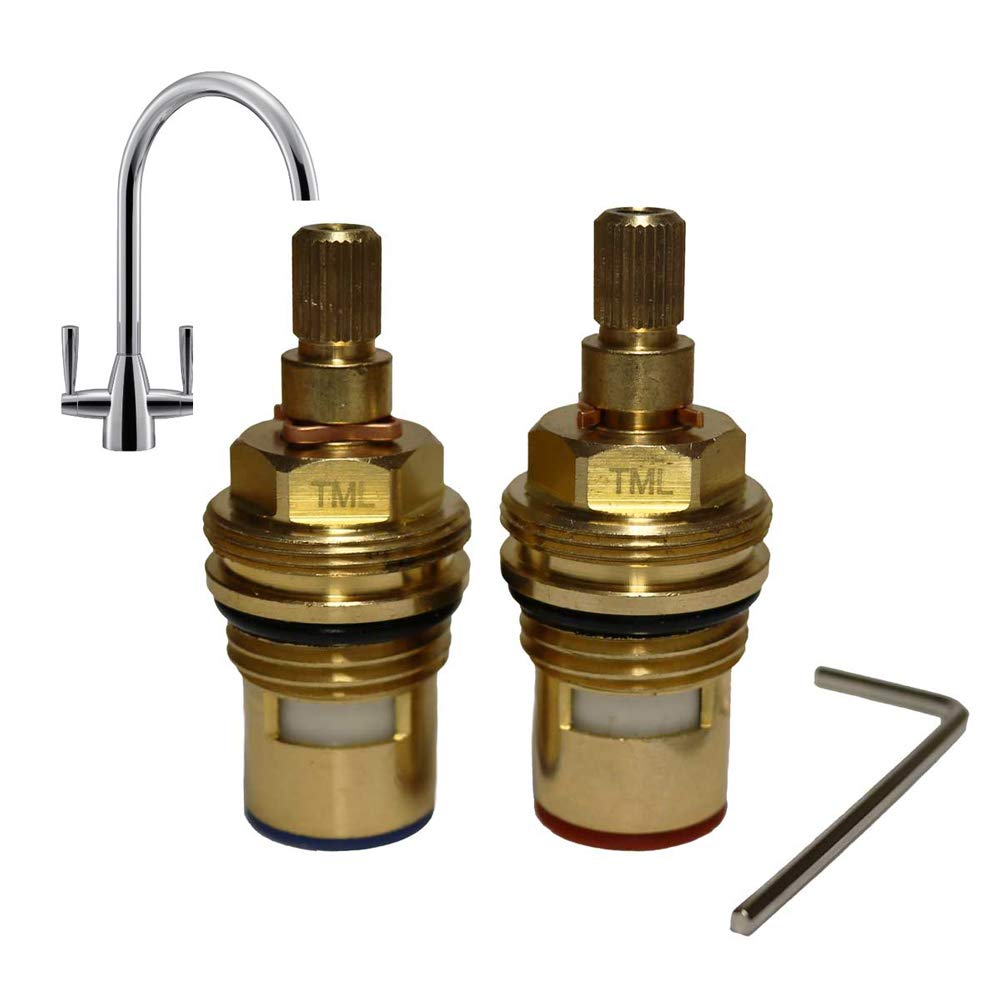 Franke Eiger Compatible Pair of Ceramic Tap Cartridges | Valves Quarter Turn 28 Spline