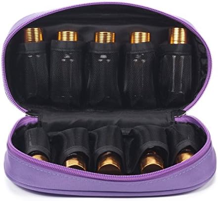 LAVEN® Essential Oil Carrying Case Holder - Holds 10 Bottles for 5ML, 10ML and 15ML and 10ML Roll-Ons - On the Go Essential Oil Case Storage - Perfect for Young Living and Doterra (Purple)