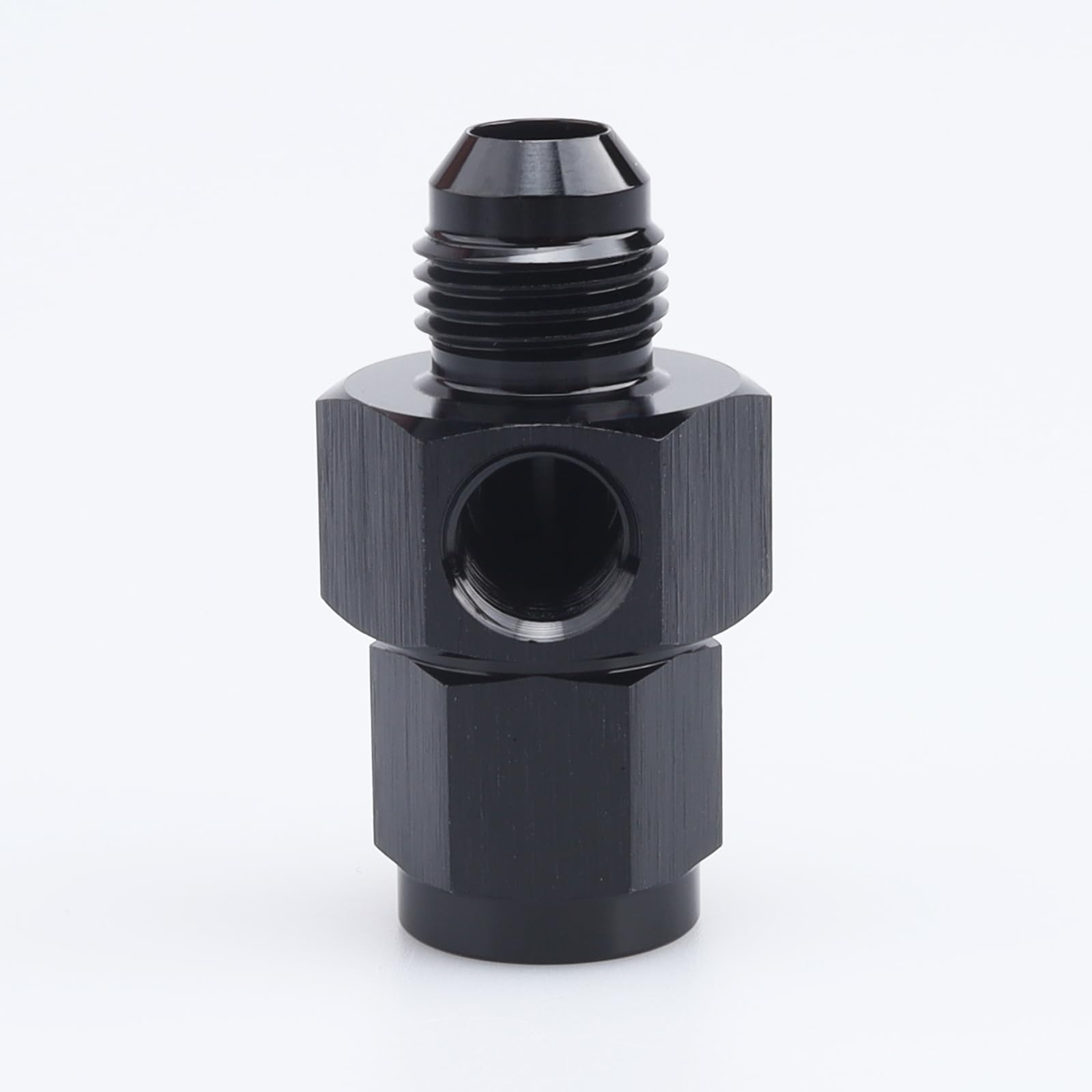 AC Performance Black Aluminum Anodized -6 an Male to Female -6 an with 1/8" NPT Gauge/Gage Port Hose Tube Adaptors Fitting Pressure Take Off
