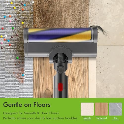 LBOYLOVE® Quick-Release Hardwood Floor Brush Head with Dust Detection Light for Dyson V7 V8 V10 V11 V15 Vacuum Cleaner, Soft Roller Clean Head Attachment with Dust LED Light for Hard Floor