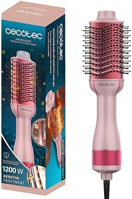Cepillo de Aire Voluminizador CeramicCare Unique Cotton Candy. 1200W, Revestimiento Cerámico con Queratina y Aceite de Argán, 3 Modos, Punta Fría, Sistema de Protección