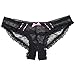 Rene Rofe Women's Sexy Crotchless Sheer Dot Mesh & Lace Cheeky Panty (Small/Medium, Black)
