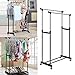 Portable Rolling Clothing Garment Rack Height Adjustable Double Rail Clothes Stand Rack with Top Rod and Lower Storage Shelf for Boxes Shoes Boots Heavy Duty [US Stock] primary