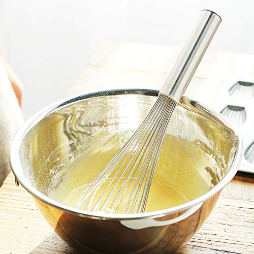 Stainless Steel Eggs Beater,10 inch/12 inch Food Mixer Beater Heavy Duty Hanging Hook,Beater Cream Bar Blender Stir Whisk Stainless Steel Household Manual Eggs(10 Inch) - Thumbnail 4