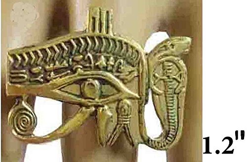 Egyptian Finger Ring Hieroglyphic Horus Eye Ankh Pharaoh Brass Hand Engraved Adjustable Egypt pharaohs Costume Jewelry Accessory Handmade 105