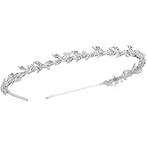 SWEETV Rhinestone Bridal Headband Silver Crystal Tiara for Women Pearl Wedding Headpieces for Bride Hair Accessories for Prom Birthday Party