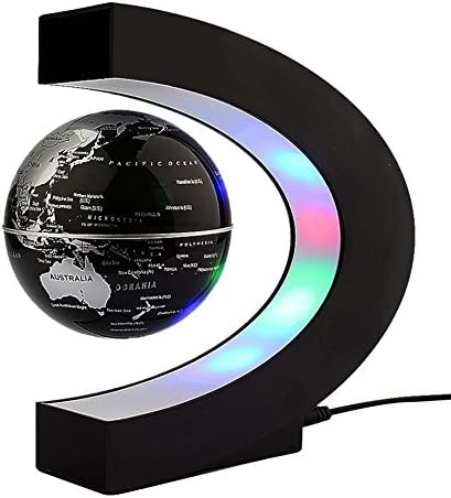 HooGels C Shape Magnetic Levitation World Map Globe with LED Lights, Senders Floating Globe with LED Lights - Educational Gifts for Kids, Home Office Desk Decoration