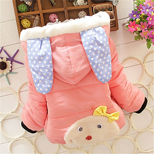 Baby Girls Winter Autumn Cotton Warm Rabbit Jacket Coat (3T, Pink)