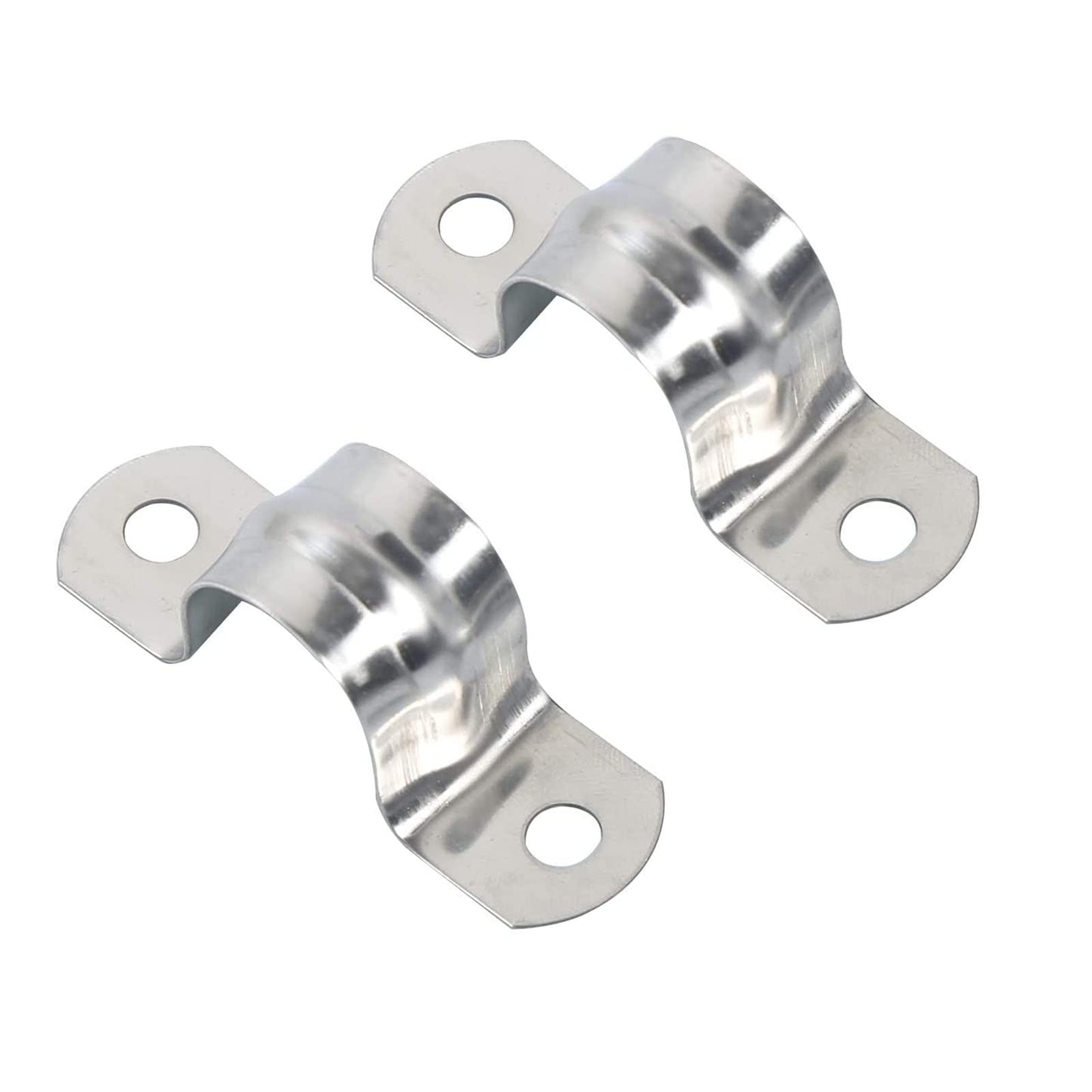 TOP-VIGOR 16Pcs 15mm(0.6") Rigid Pipe Strap, 2 Holes Pipe Clips Tube Straps, 201 Stainless Steel U Bracket Pipe Clamps Tension Tube Clip Clamp for Pipe Fixing