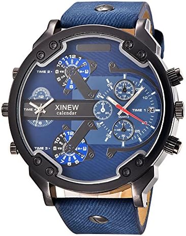 Mens Date Quartz Watch , SOUFUN Men's Fashion Luxury Watch Leather Date Analog Quartz Sport Mens Wrist Watches (Blue)